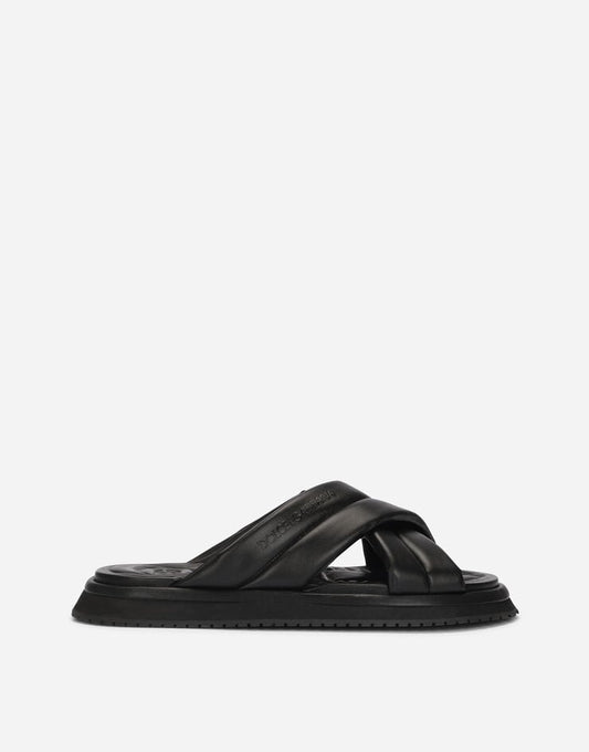 Sandalias de tela con aspecto de napa