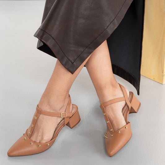Pumps con tacco a blocco Beira Rio Donna Beige