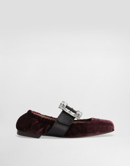 Ballerine in velluto con fibbia gioiello