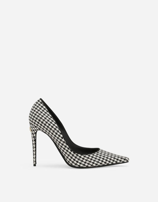Décolleté in tessuto con motivo pied-de-poule