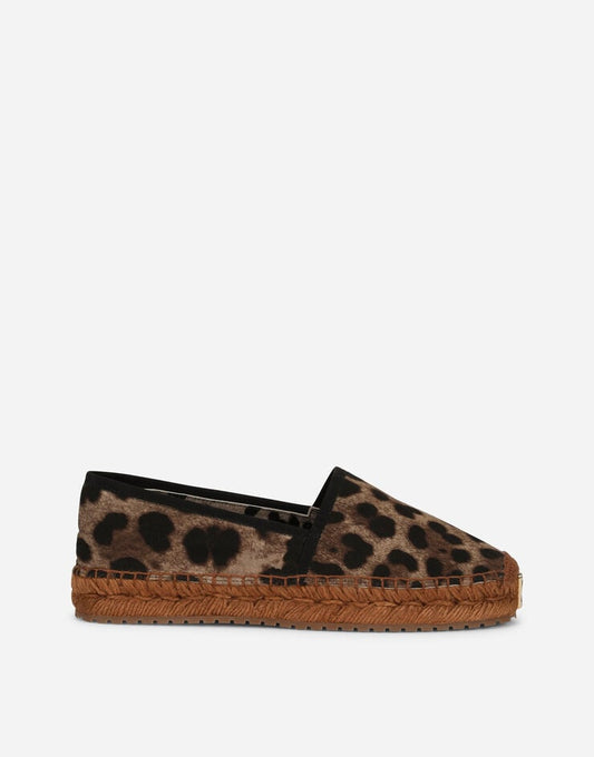 Espadrillas in tessuto con stampa leopardo
