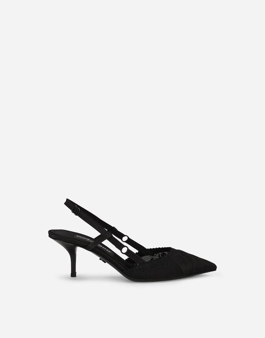 Scarpe Slingback in raso con design a corsetto