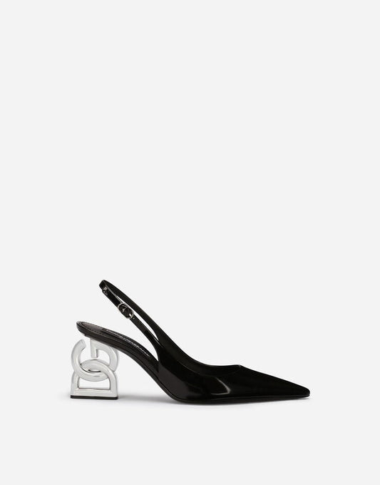 Scarpe Slingback in pelle di vitello lucidata con tacco da 3,5 pollici