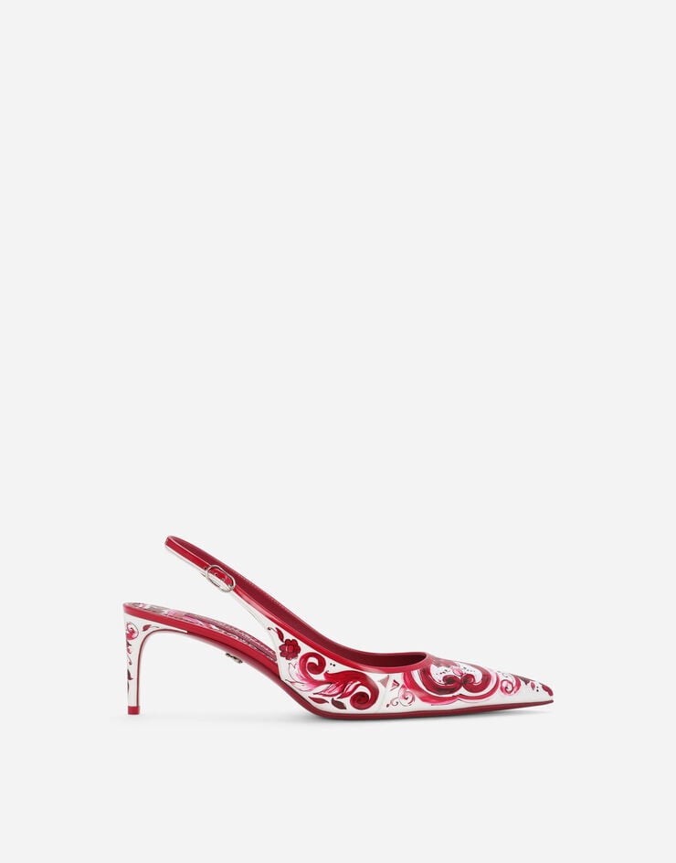 Scarpe Slingback in pelle di vitello stampata e lucida