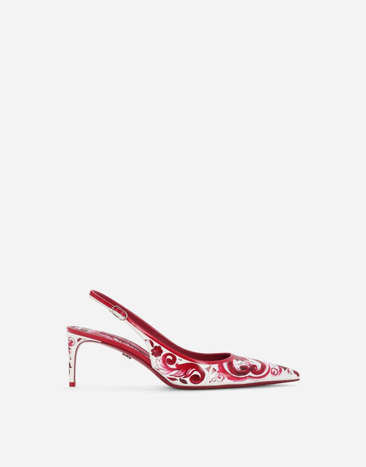 Scarpe Slingback in pelle di vitello stampata e lucida