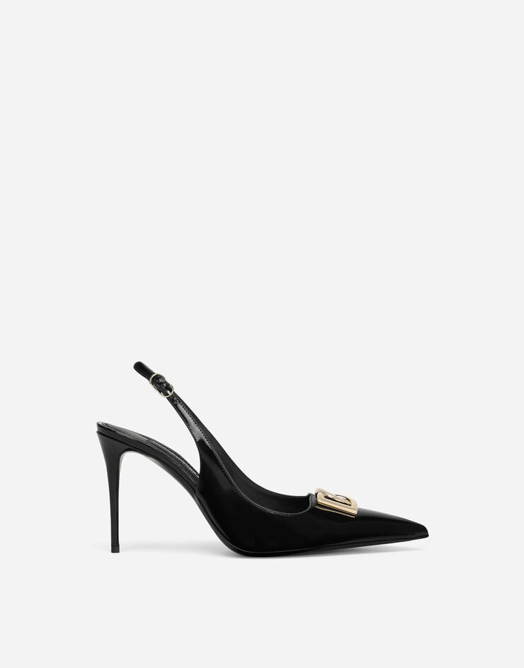 Scarpe Slingback in pelle di vitello lucida