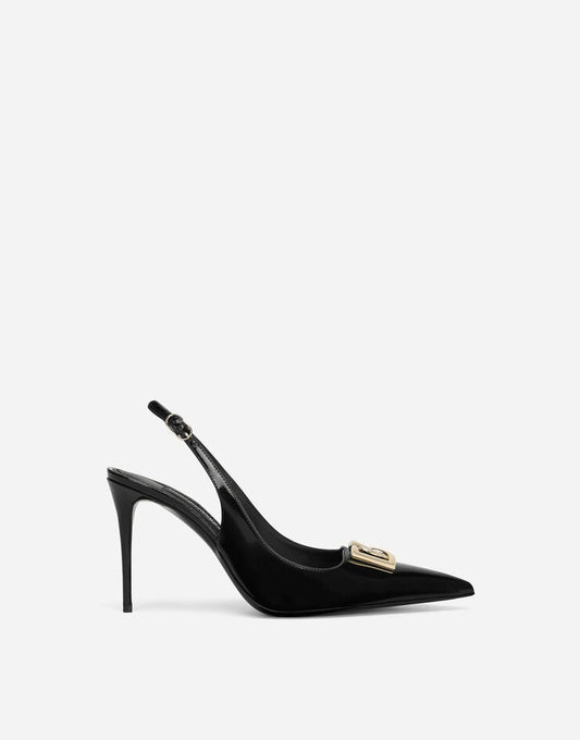 Scarpe Slingback in pelle di vitello lucida