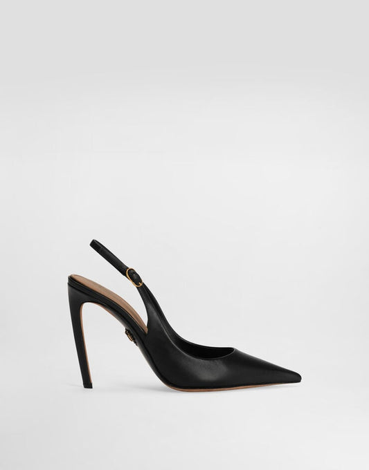 Scarpe Slingback in pelle di capra lucida