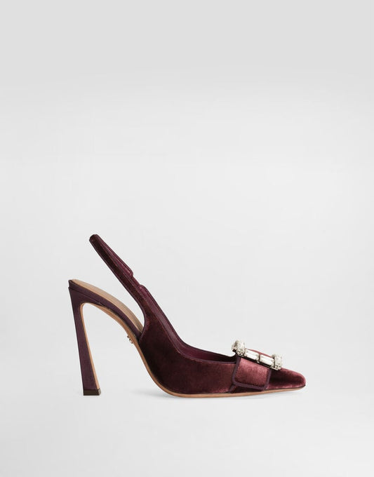 Scarpe Slingback in velluto con fibbia ingioiellata