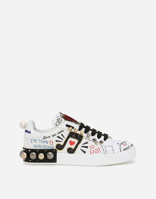 Sneakers Portofino in nappa di vitello stampata con patch e ricamo