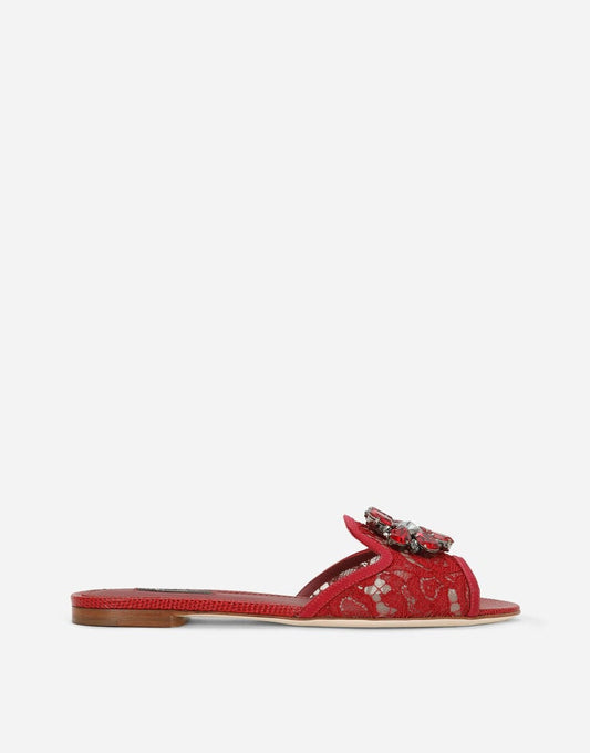 Pantofole in pizzo con cristalli