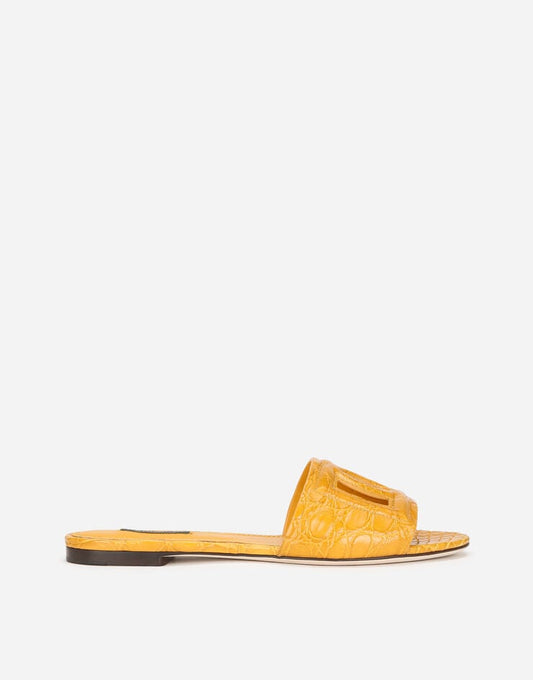 Chanclas de piel de cocodrilo "Fianchi Cocco" con el logotipo DG Millennials
