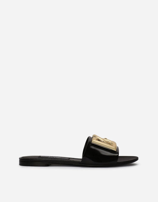 Slider in pelle di vitello lucida con logo DG