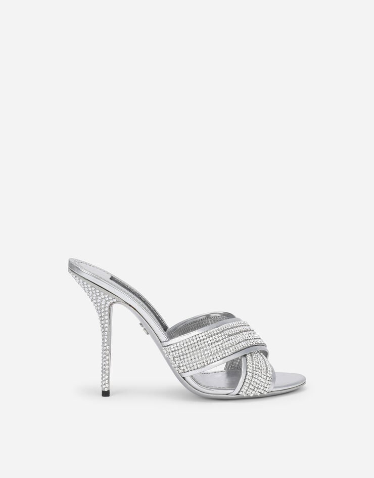 Mules con tacco alto in maglia di cristallo