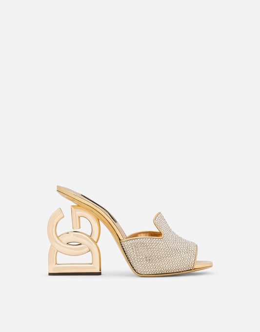 Mules con dettagli in strass e tacco DG Pop