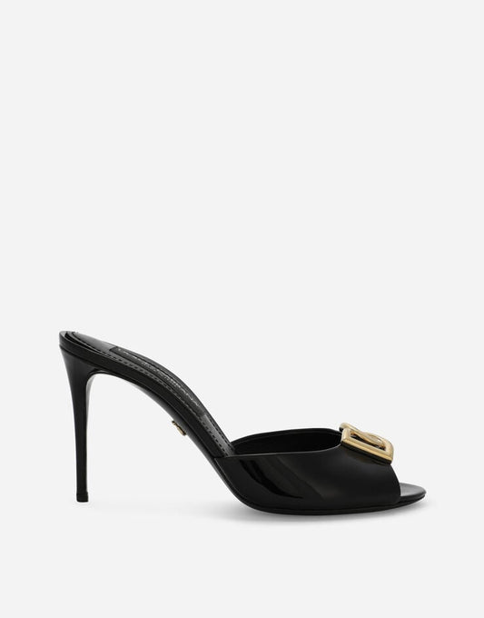 Mules in vernice con logo DG