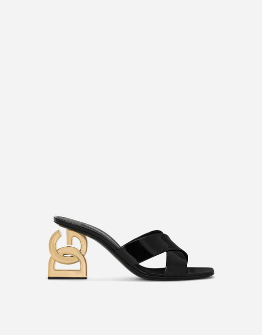 Mules de charol de 3,5 pulgadas