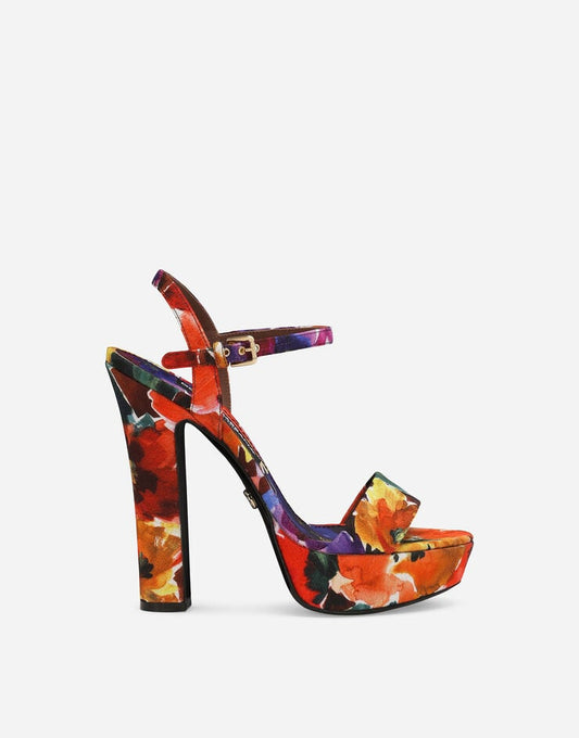 Sandali con piattaforma in broccato