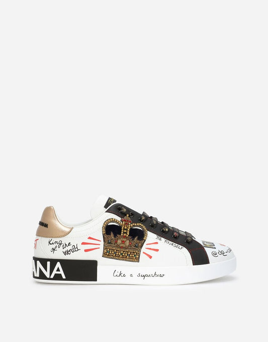 Sneakers Portofino de piel de becerro napa estampada con parche