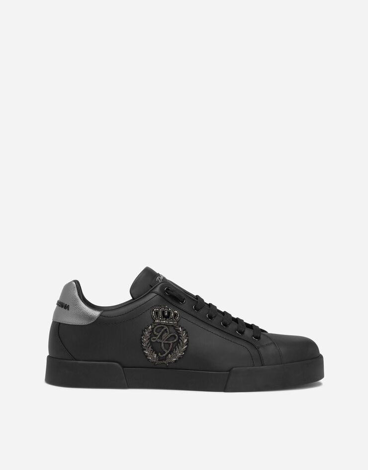 Zapatillas Portofino de napa de becerro con parche en forma de corona