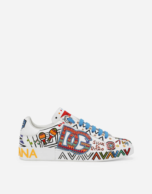 Zapatillas Portofino de piel de becerro pintada
