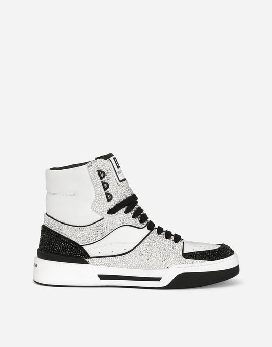 Zapatillas altas New Roma de piel de becerro con strass fundido
