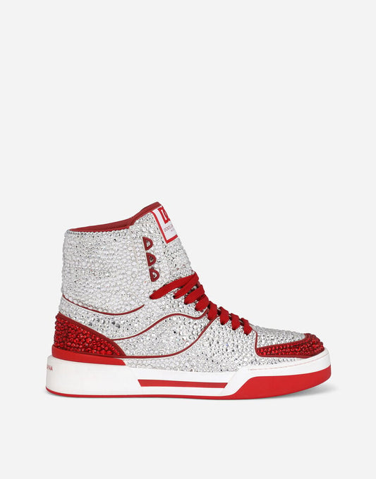 Zapatillas altas New Roma de piel de becerro con strass fusibles
