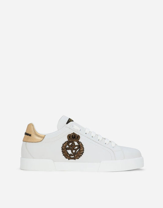Zapatillas Portofino de piel de becerro napa con parche en forma de corona
