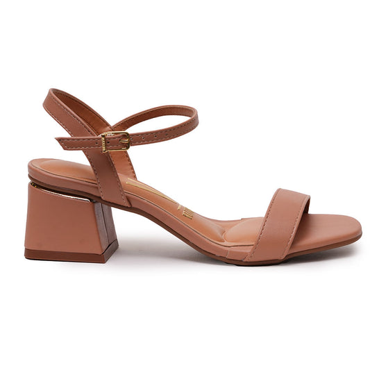 Sandália Feminina de Salto Bloco Vestido Vizzano Nude