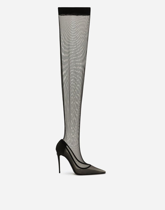 Kim Dolce & Gabbana Stivali alti in tulle elasticizzato