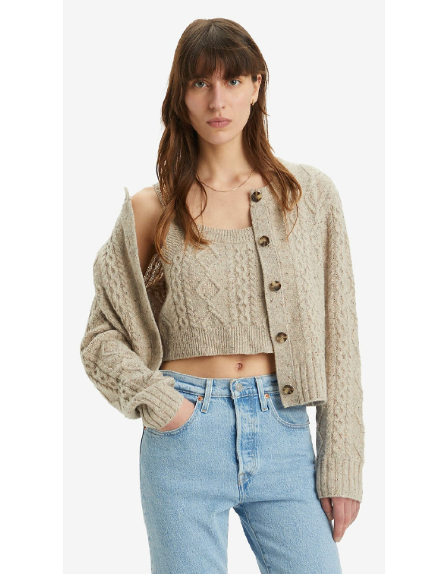 Cardigan girocollo in misto lana