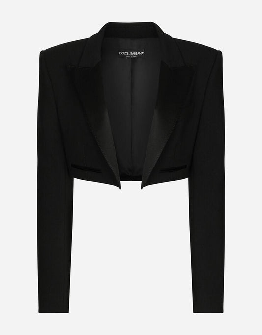 Wool Gabardine Spencer Tuxedo Jacket