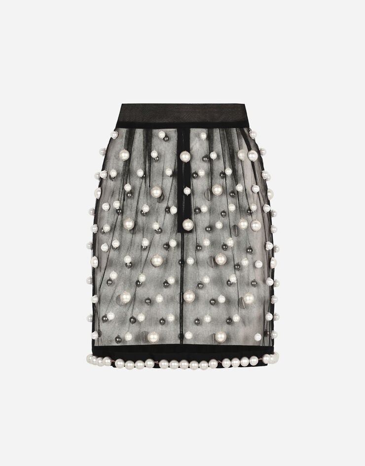 Gonna in tulle con decorazioni di perle