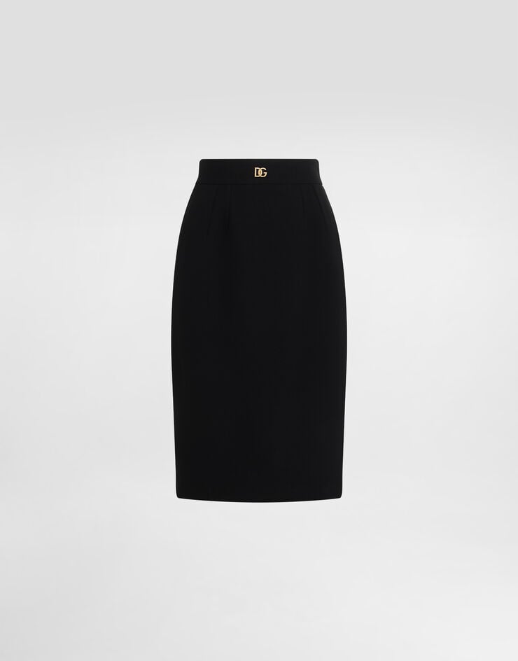 Wool Midi Pencil Skirt with DG Logo