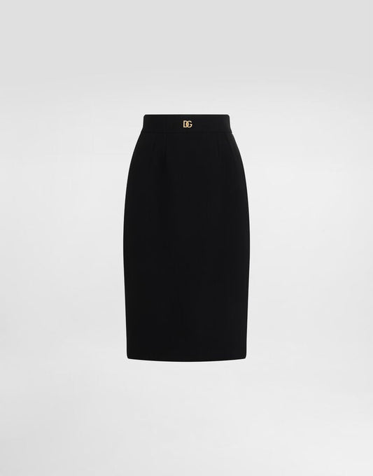 Wool Midi Pencil Skirt with DG Logo