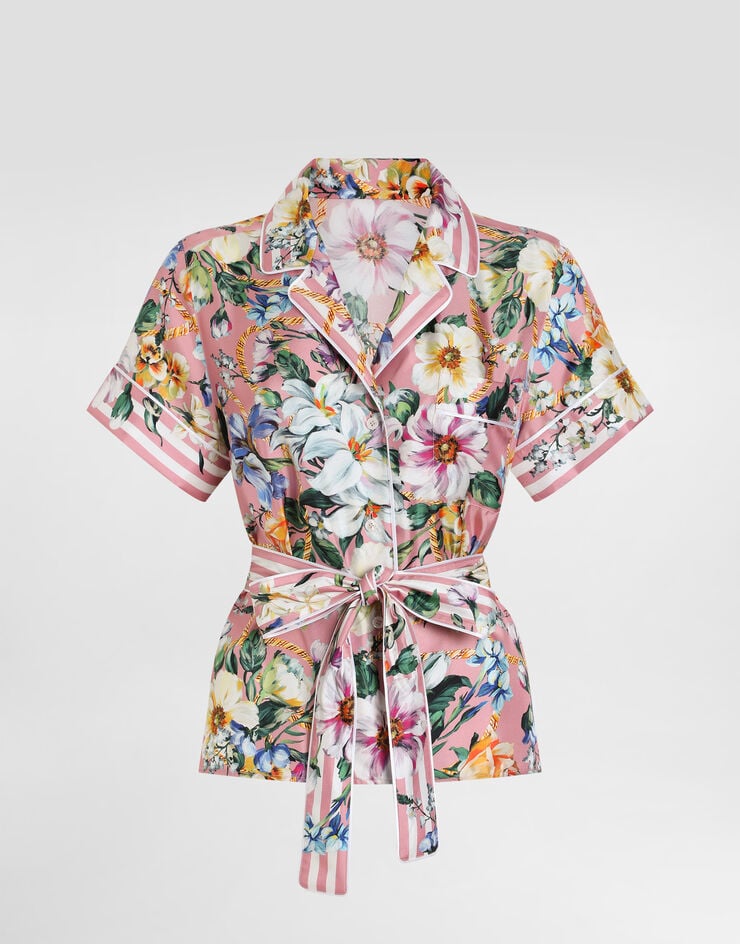 Camisa de pijama de sarga con estampado floral