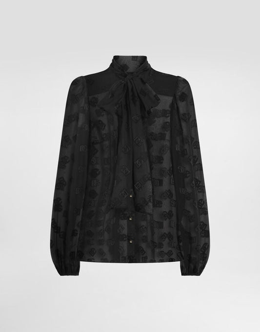 Camisa de Seda con Logotipo DG Dévoré