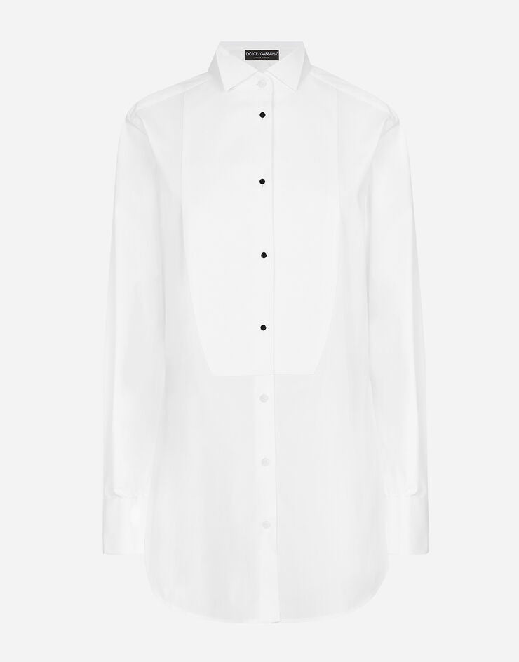 Camisa de popelina de algodón con delantero de piqué