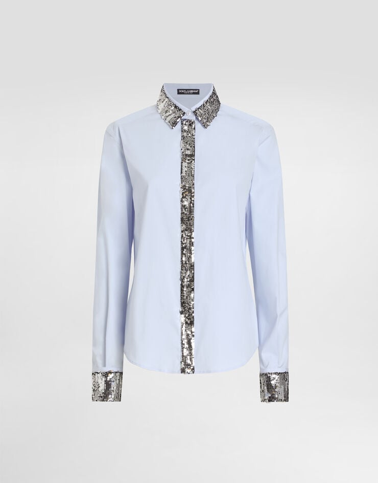 Camisa de popelina de algodón con detalles de lentejuelas