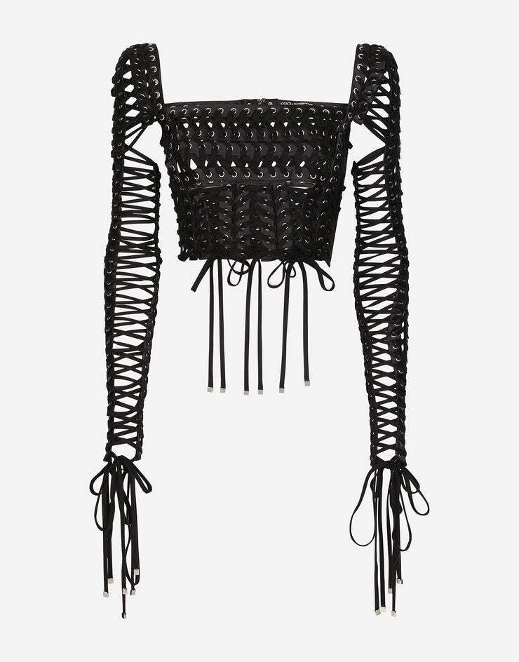 Lace-Up Top with Eyelet Details