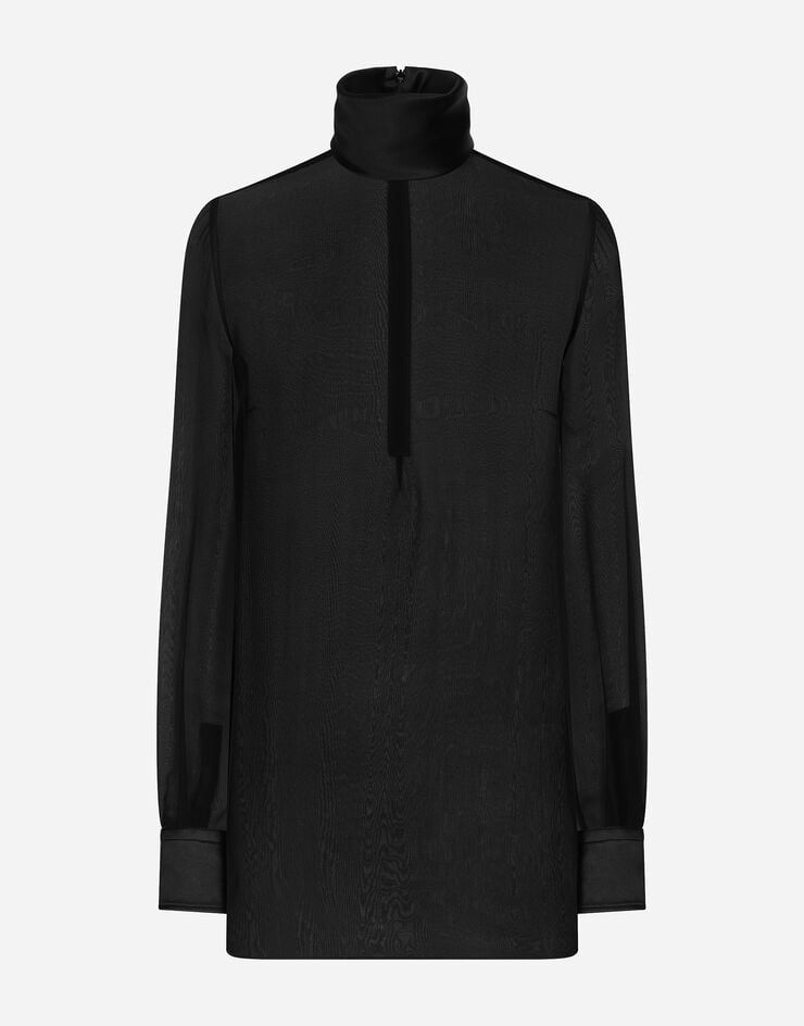 Blusa de gasa de seda con detalles de raso de seda