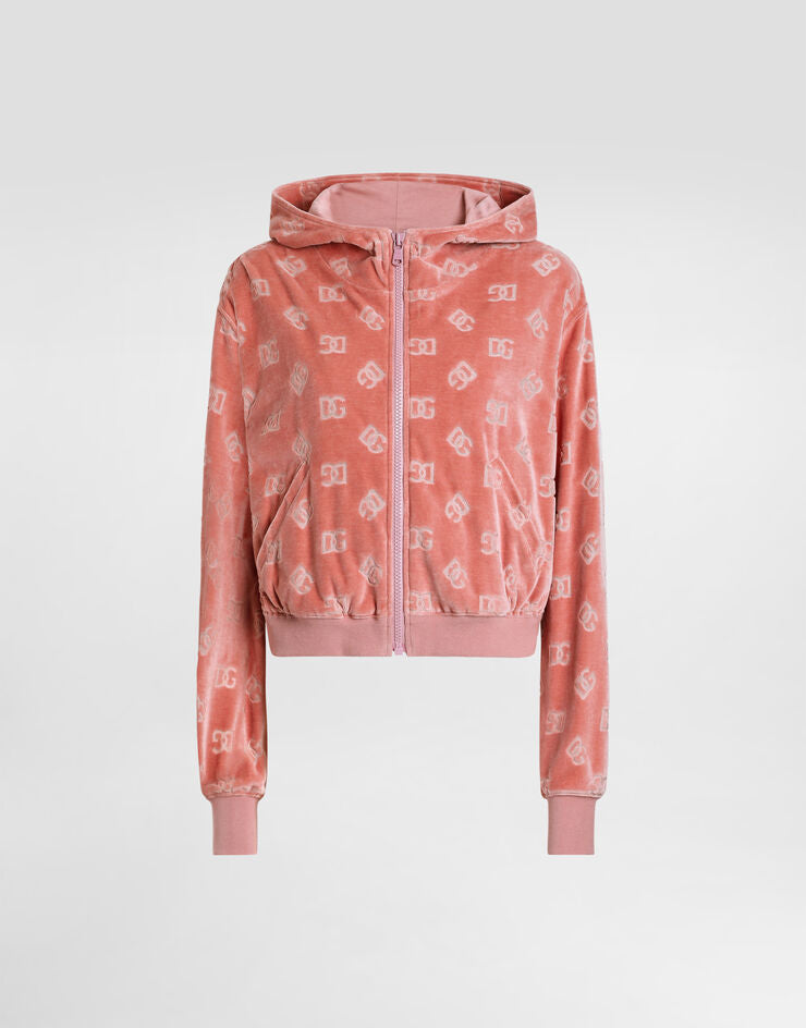 Sudadera con capucha en jacquard de chenilla con logotipo DG