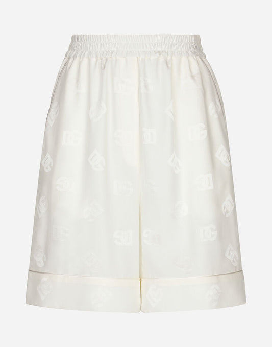 Bermuda in raso di seta jacquard con logo DG all over