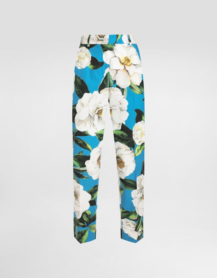 Pantaloni sartoriali in cotone con stampa Gardenia