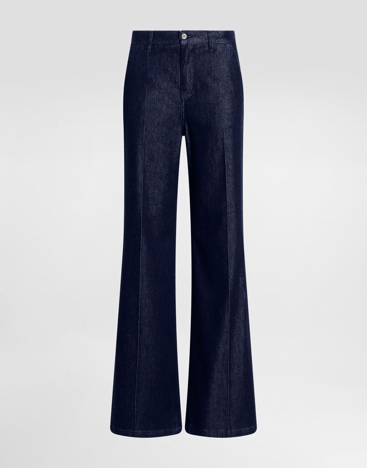 Pantaloni palazzo in denim di seta