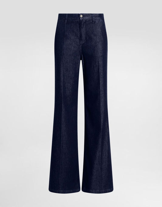 Pantaloni palazzo in denim di seta