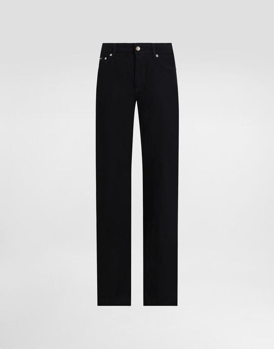 Jeans in denim loose fit con piega stampata