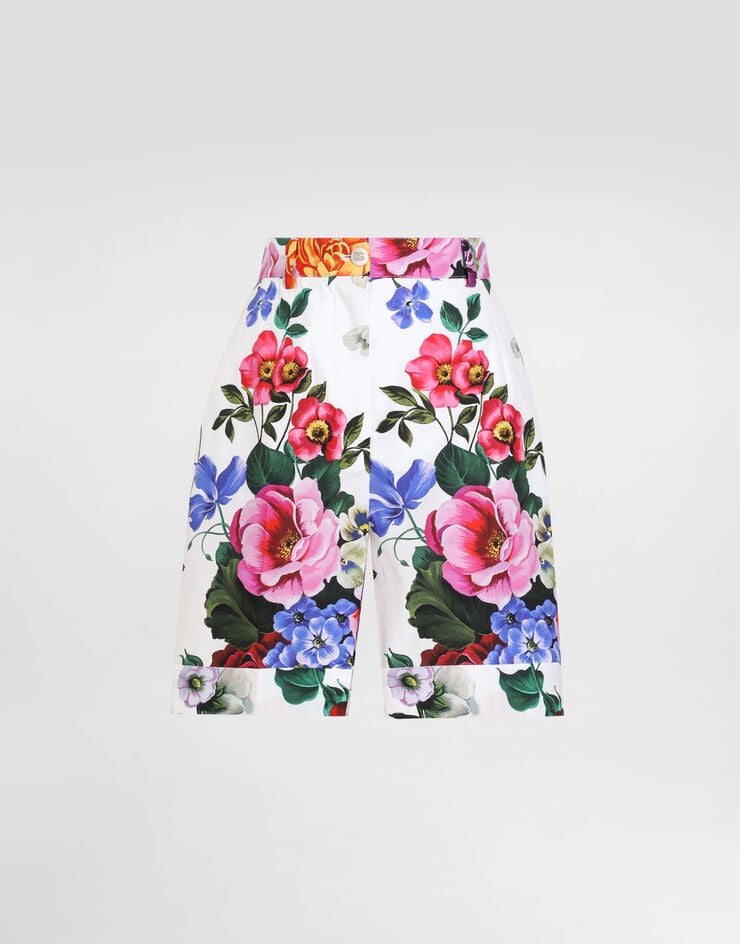 Shorts de algodão com estampa floral