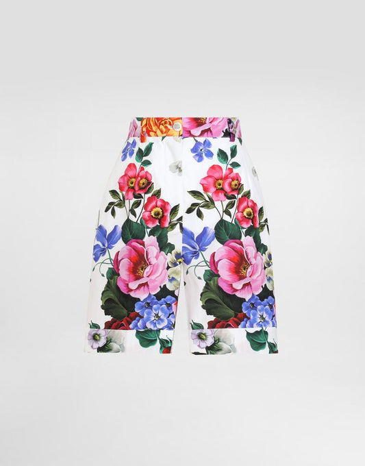 Pantaloncini in cotone con stampa floreale