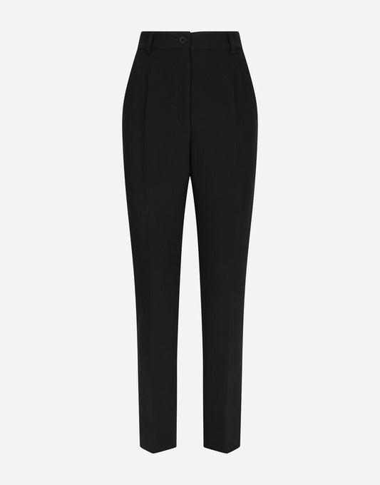 Woolen Pants with Hem Slits